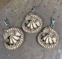 Load image into Gallery viewer, Sleepy Dragon Engraved Wooden Charm
