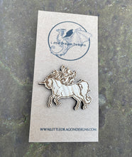 Load image into Gallery viewer, Unicorn Engraved Pin Wooden Badge