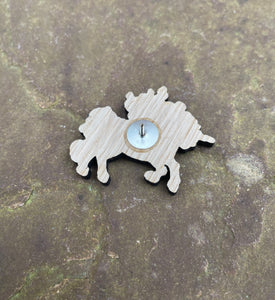 Unicorn Engraved Pin Wooden Badge