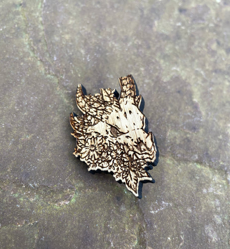 Dragon Skull Engraved Pin Badge