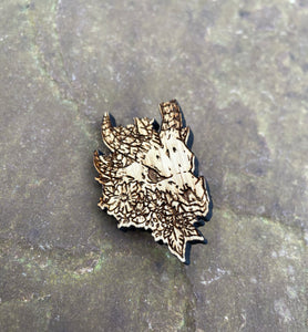 Dragon Skull Engraved Pin Badge
