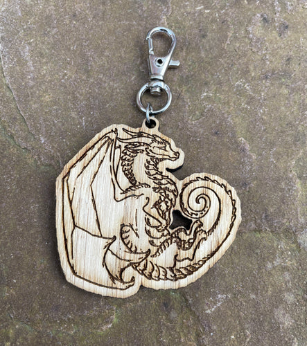 Floating Dragon Wooden Engraved Charm