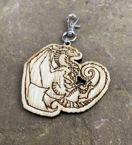 Floating Dragon Wooden Engraved Charm