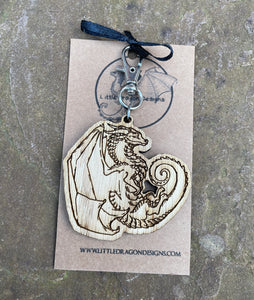 Floating Dragon Wooden Engraved Charm