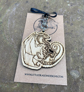 Floating Dragon Wooden Engraved Charm