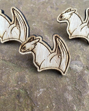 Load image into Gallery viewer, Toothy Dragon Bust Engraved Wooden Pin Badge