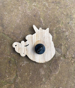 Flowing Unicorn Engraved Wooden Pin Badge