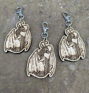 Elegant Dragon Engraved Wooden Charm