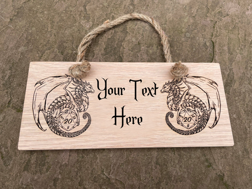 Custom Text D20 Dragon Hanging