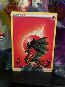 Perching Charizard Painted Energy Card