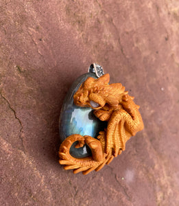 Labradorite Dragon Pendant (Custom Painted)