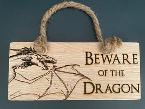 Beware of the Dragon Wooden Hanging