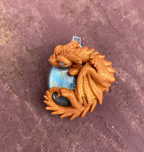 Load image into Gallery viewer, Labradorite Dragon Pendant (Custom Painted)
