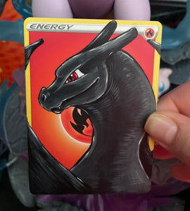 Shiny Charizard Hand painted Energy Card